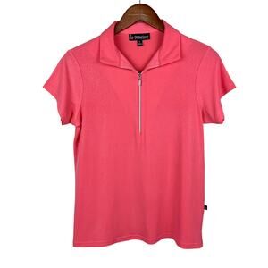 Birdee Sport Polo Shirt Top Golf 1/4 Zip Australia Shimmery Pink Women’s L